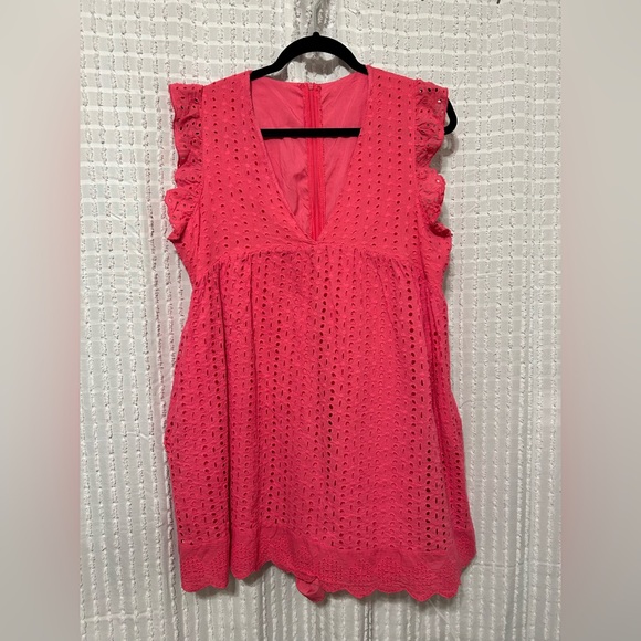 Dresses & Skirts - Pink Eyelet Women’s Large Flutter Sleeve Romper